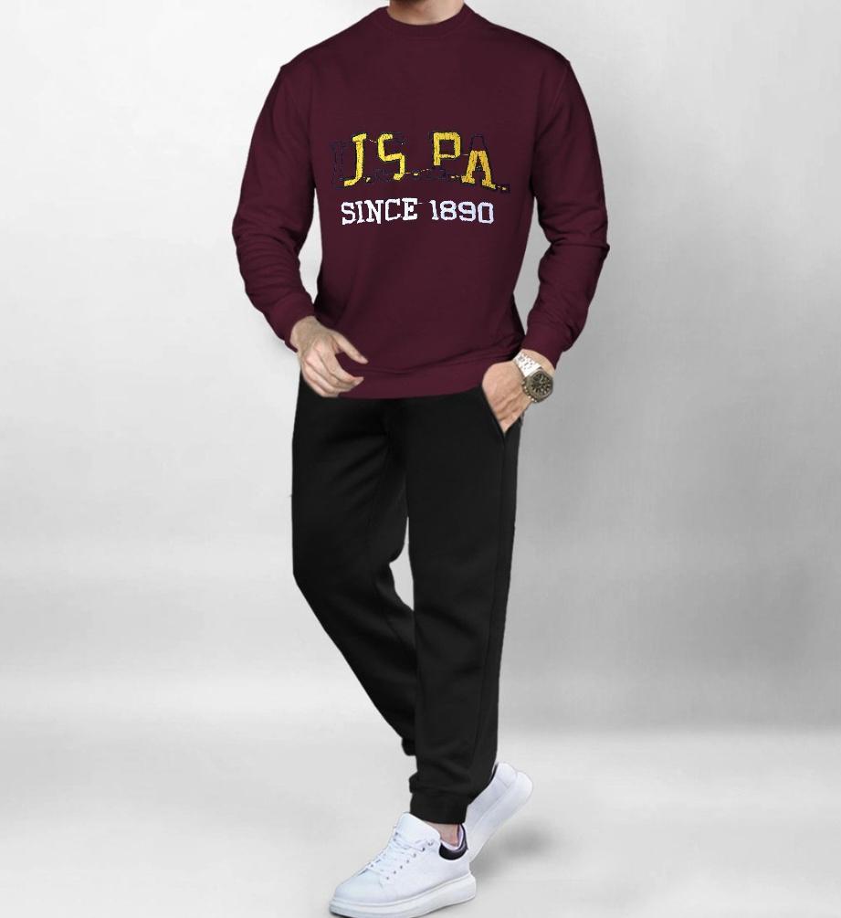 Men's Fleece Embroidered Sweatshirt Track Suit